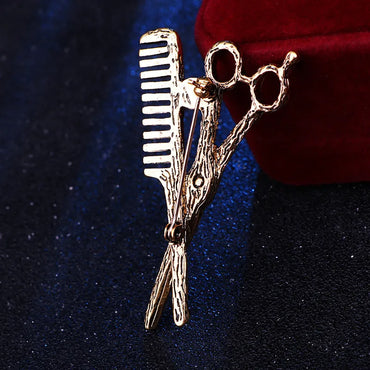 Hip-Hop Scissors Alloy Plating Rhinestones Men'S Collar Pin