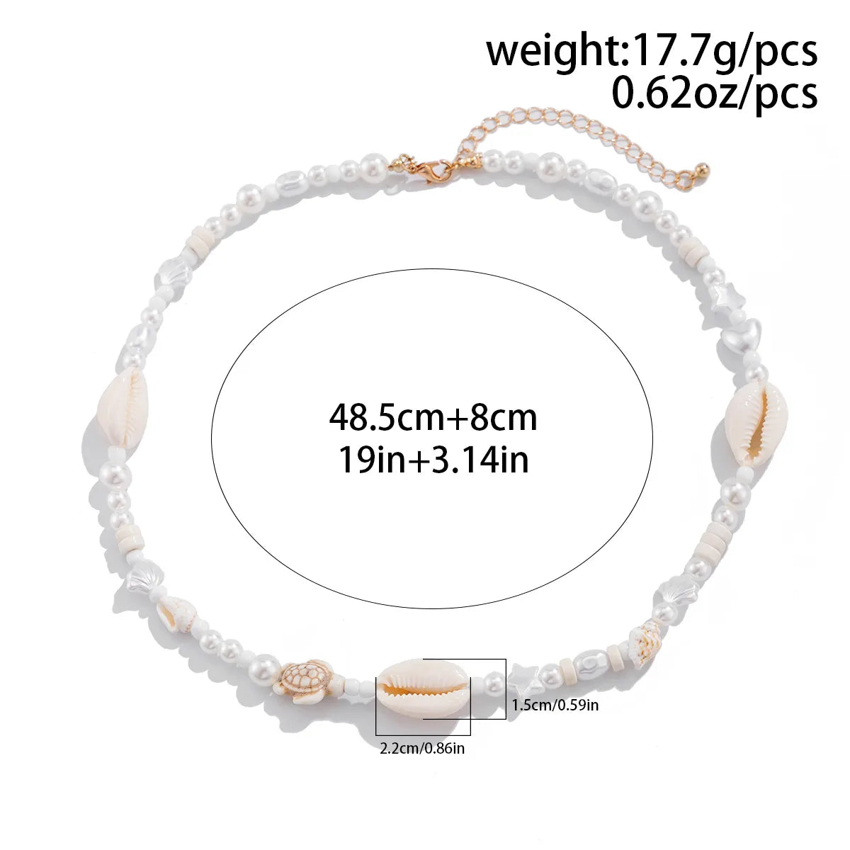 Hip-Hop Shell Arylic Imitation Pearl Shell Beaded Men'S Necklace