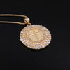 Hip-hop Shiny Cross Round Copper Polishing Plating Inlay Zircon 18k Gold Plated Unisex Pendant Necklace Sweater Chain Necklace