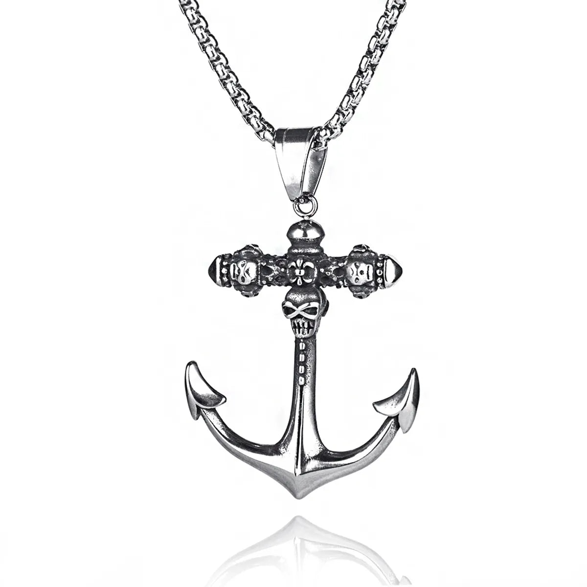 Hip-Hop Simple Style Animal Anchor Skull Alloy Titanium Steel Plating Unisex Pendant Necklace