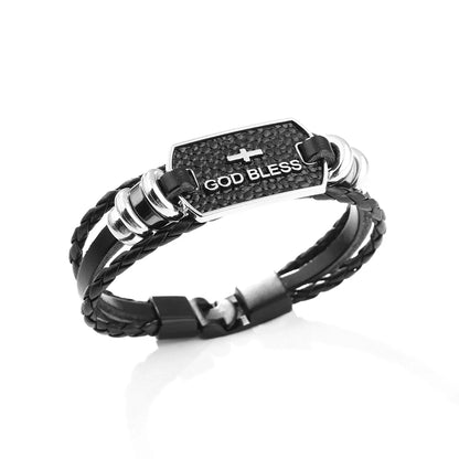 Hip-Hop Simple Style Animal Cross Wolf Pu Leather Alloy Leather Unisex Bracelets