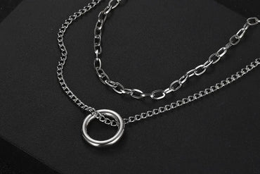 Wholesale Jewelry Hip-Hop Simple Style Circle 304 Stainless Steel Layered Necklaces