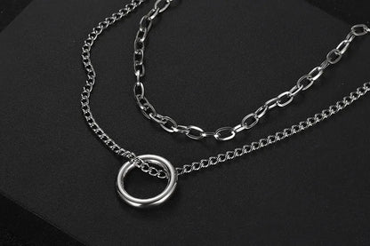 Wholesale Jewelry Hip-Hop Simple Style Circle 304 Stainless Steel Layered Necklaces