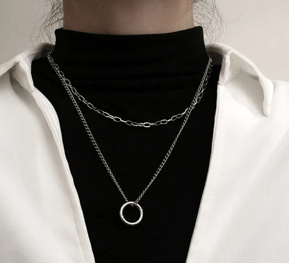 Wholesale Jewelry Hip-Hop Simple Style Circle 304 Stainless Steel Layered Necklaces