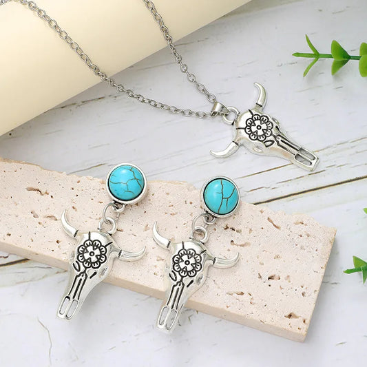 Hip-Hop Simple Style Color Block Alloy Inlay Turquoise Women'S Jewelry Set