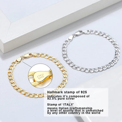 Hip-hop Simple Style Cool Style Solid Color Sterling Silver Plating Chain White Gold Plated Bracelets