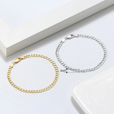 Hip-hop Simple Style Cool Style Solid Color Sterling Silver Plating Chain White Gold Plated Bracelets