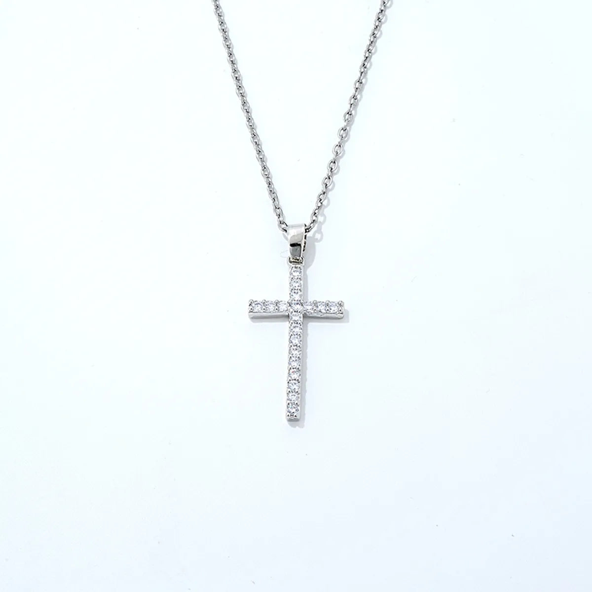 Hip-hop Simple Style Cross Copper Plating Inlay Zircon Pendant Necklace