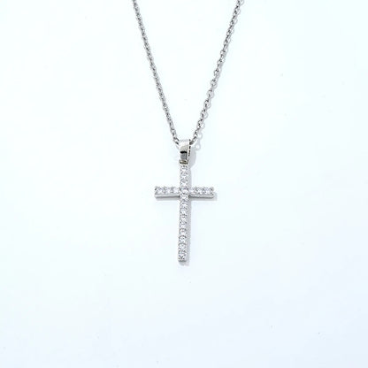 Hip-hop Simple Style Cross Copper Plating Inlay Zircon Pendant Necklace