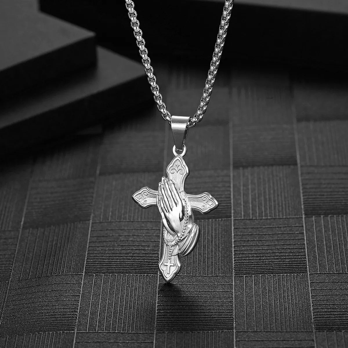 Hip-Hop Simple Style Cross Gesture Titanium Steel Plating Unisex Sweater Chain