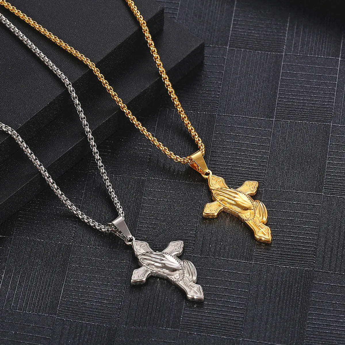 Hip-Hop Simple Style Cross Gesture Titanium Steel Plating Unisex Sweater Chain