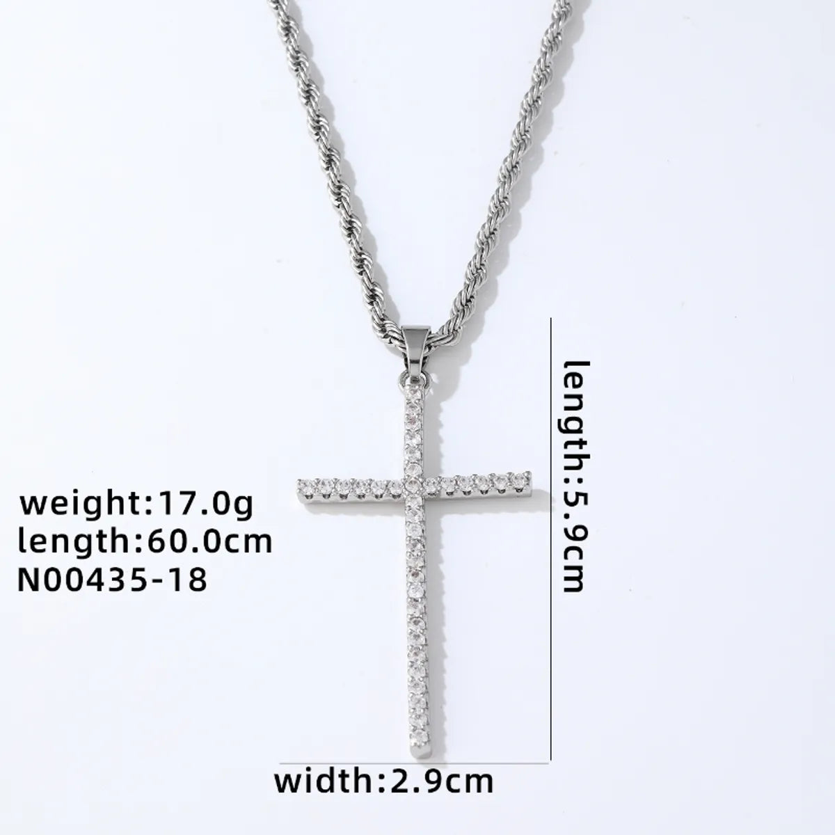 Hip-Hop Simple Style Cross 304 Stainless Steel Copper Plating Inlay Zircon K Gold Plated Rhodium Plated Men'S Pendant Necklace