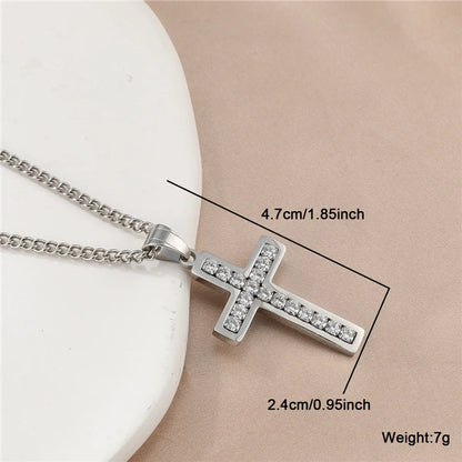 Hip-Hop Simple Style Cross Stainless Steel Plating Inlay Zircon Gold Plated Men'S Pendant Necklace