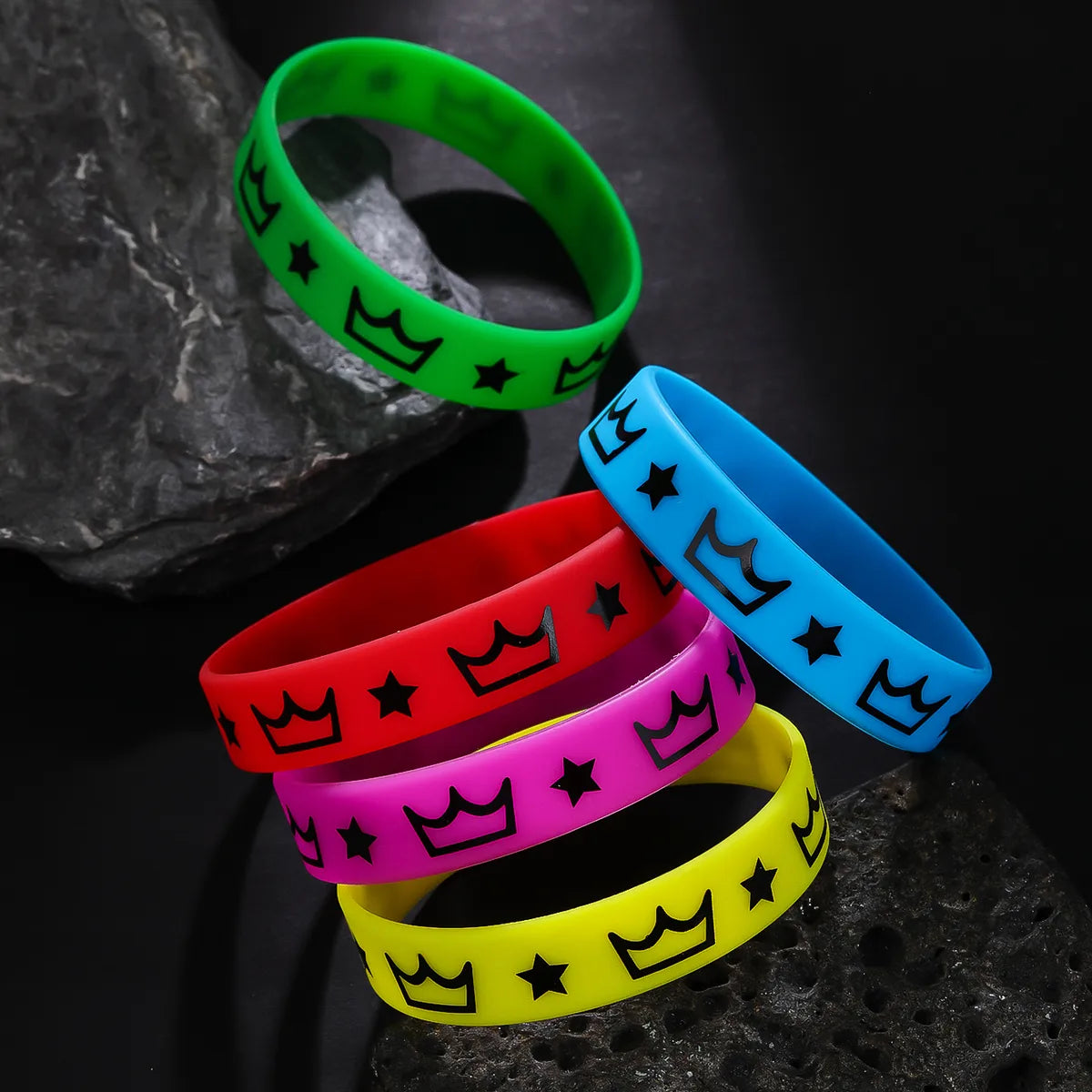 Hip-Hop Simple Style Crown Silica Gel Wholesale Wristband