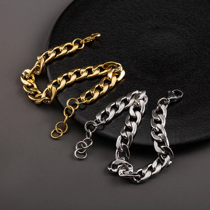 304 Stainless Steel 18K Gold Plated Hip-Hop Simple Style Plating Geometric Bracelets