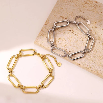 Hip-hop Simple Style Geometric Stainless Steel Plating White Gold Plated Gold Plated Bracelets