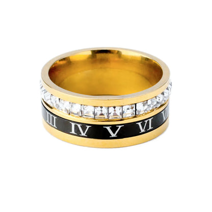 Hip-Hop Simple Style Roman Numeral Titanium Steel Plating Unisex Anxiety Ring