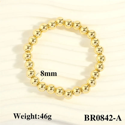 Hip-Hop Simple Style Round Copper 18k Gold Plated Bracelets In Bulk