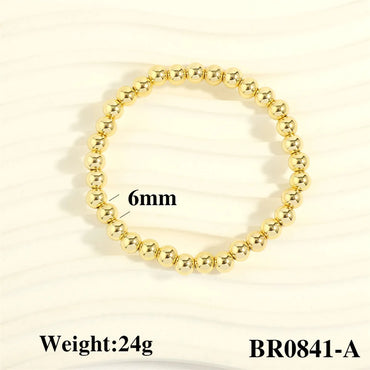 Hip-Hop Simple Style Round Copper 18k Gold Plated Bracelets In Bulk