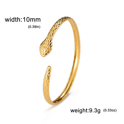 Hip-Hop Simple Style Snake Stainless Steel Plating Bangle 1 Piece