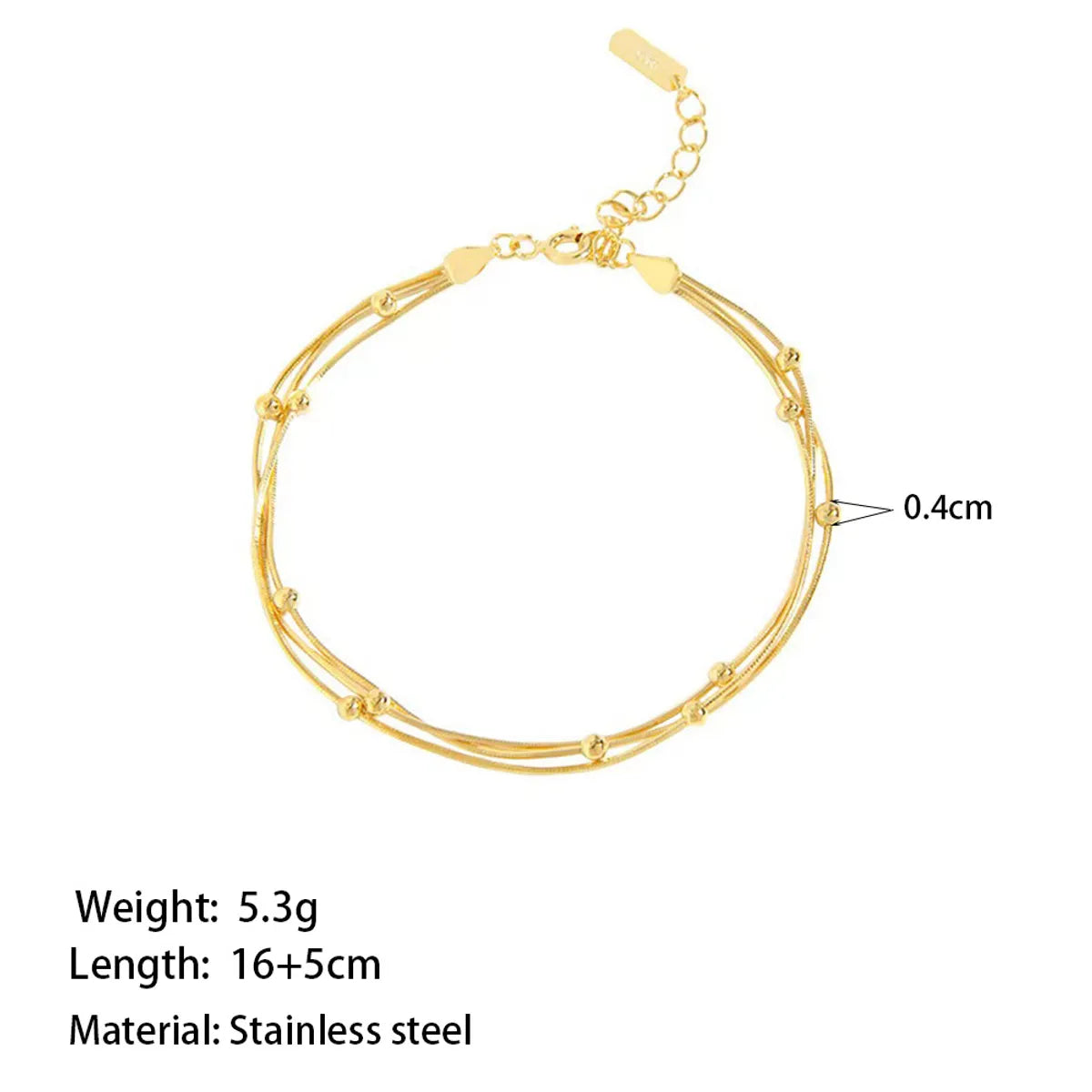 Hip-Hop Simple Style Solid Color 304 Stainless Steel 18K Gold Plated Bracelets In Bulk