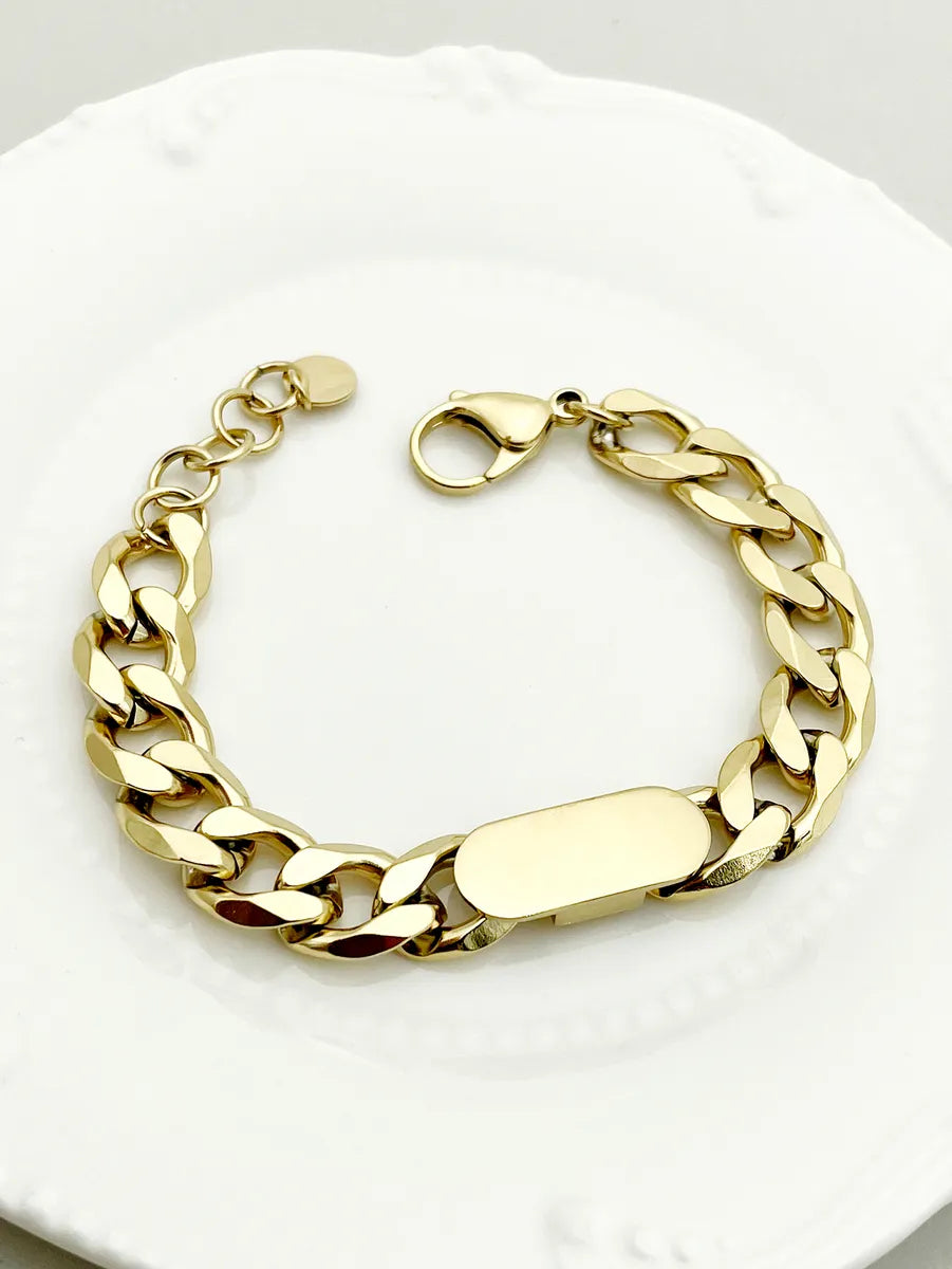 Hip-hop Simple Style Solid Color Stainless Steel Plating 14k Gold Plated Bracelets