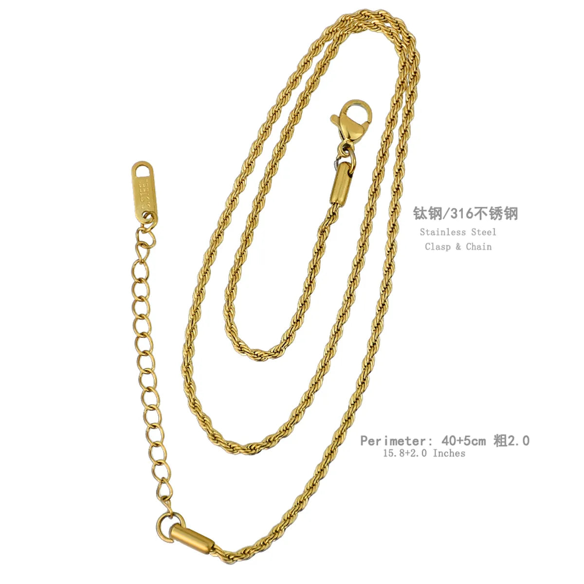 Stainless Steel Gold Plated Hip-Hop Simple Style Plating Solid Color Necklace