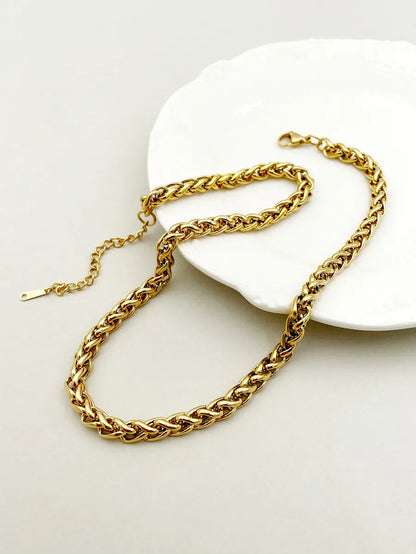 Hip-hop Simple Style Solid Color Stainless Steel Polishing Plating Gold Plated Necklace