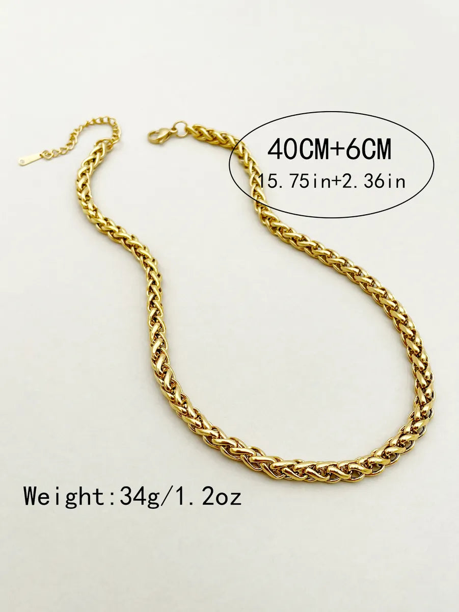 Hip-hop Simple Style Solid Color Stainless Steel Polishing Plating Gold Plated Necklace