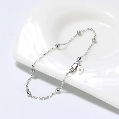 Hip-hop Simple Style Solid Color Sterling Silver Polishing Plating White Gold Plated Rhodium Plated Silver Plated Bracelets