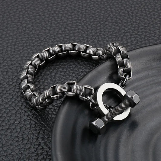 Hip-Hop Simple Style Solid Color Titanium Steel Men'S Bracelets