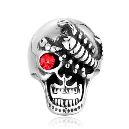 Hip-Hop Skull Titanium Steel Inlay Rhinestones 18K Gold Plated Men'S Rings