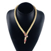 Hip-Hop Snake Alloy Inlay Rhinestones Women'S Necklace