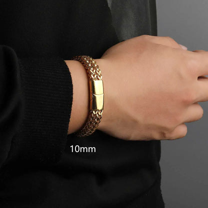 Hip-Hop Solid Color 201 Stainless Steel 18K Gold Plated Bracelets In Bulk