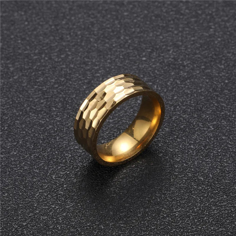 Hip-Hop Solid Color 304 Stainless Steel 18K Gold Plated Men'S Rings