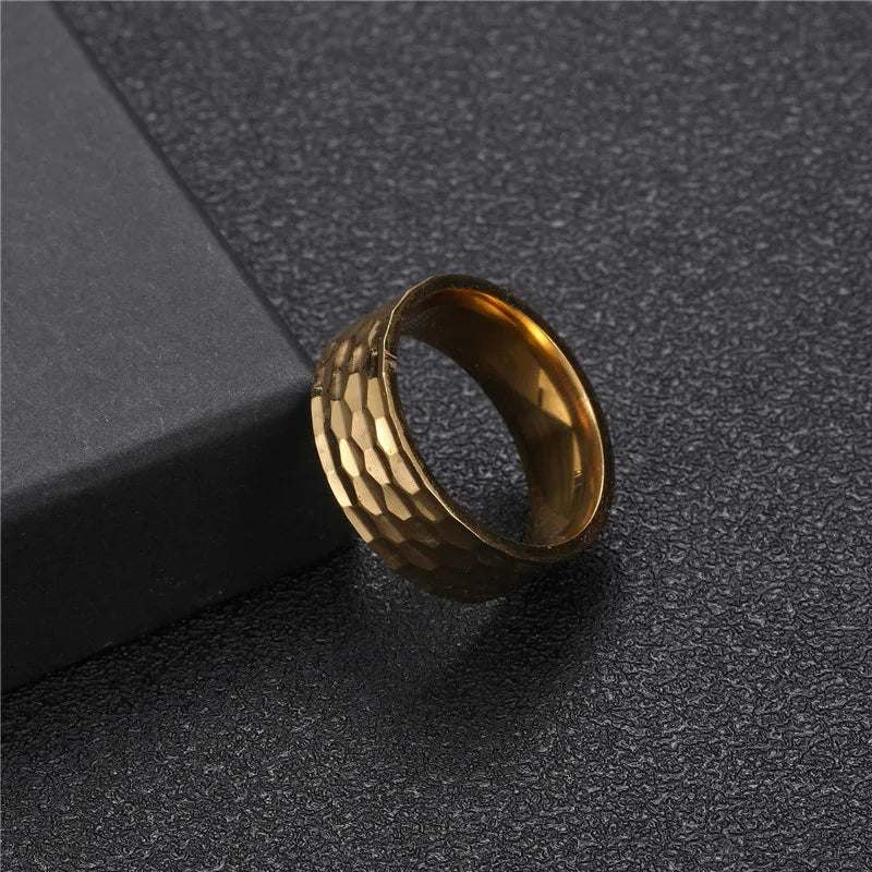 Hip-Hop Solid Color 304 Stainless Steel 18K Gold Plated Men'S Rings