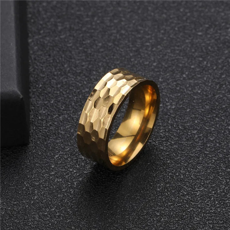 Hip-Hop Solid Color 304 Stainless Steel 18K Gold Plated Men'S Rings