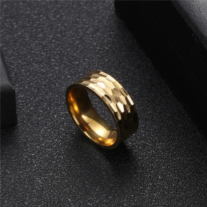 Hip-Hop Solid Color 304 Stainless Steel 18K Gold Plated Men'S Rings