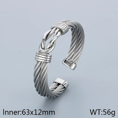 Hip-Hop Solid Color 304 Stainless Steel Men'S Cuff Bracelets