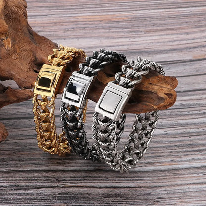 Hip-Hop Solid Color 304 Stainless Steel Plating 18K Gold Plated Men'S Bracelets