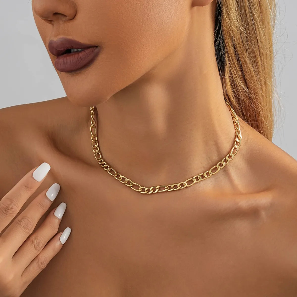 Hip-hop Solid Color Alloy Chain Women's Necklace