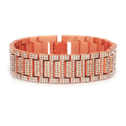 Hip-Hop Solid Color Alloy Inlay Rhinestones Men'S Bracelets