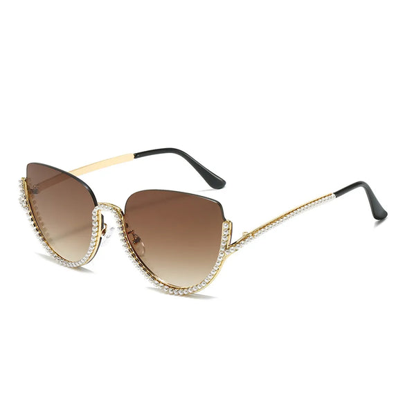 Hip-Hop Solid Color Pc Special-Shaped Mirror Half Frame Women'S Sunglasses