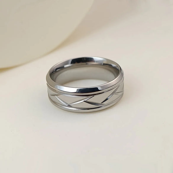 Hip-Hop Solid Color Stainless Steel Carving Men'S Rings