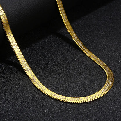 Hip-Hop Solid Color 304 Stainless Steel Chain 18K Gold Plated Unisex Necklace