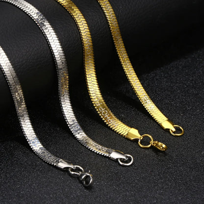 Hip-Hop Solid Color 304 Stainless Steel Chain 18K Gold Plated Unisex Necklace