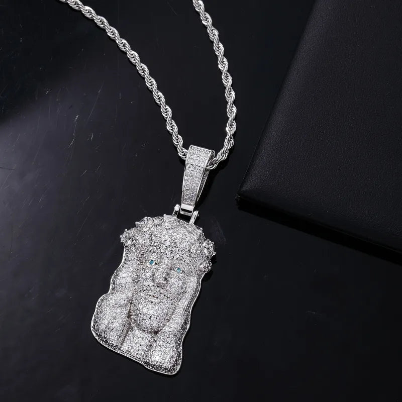 Hip-Hop Solid Color Stainless Steel Copper Plating Chain Inlay Zircon Men'S Pendant Necklace