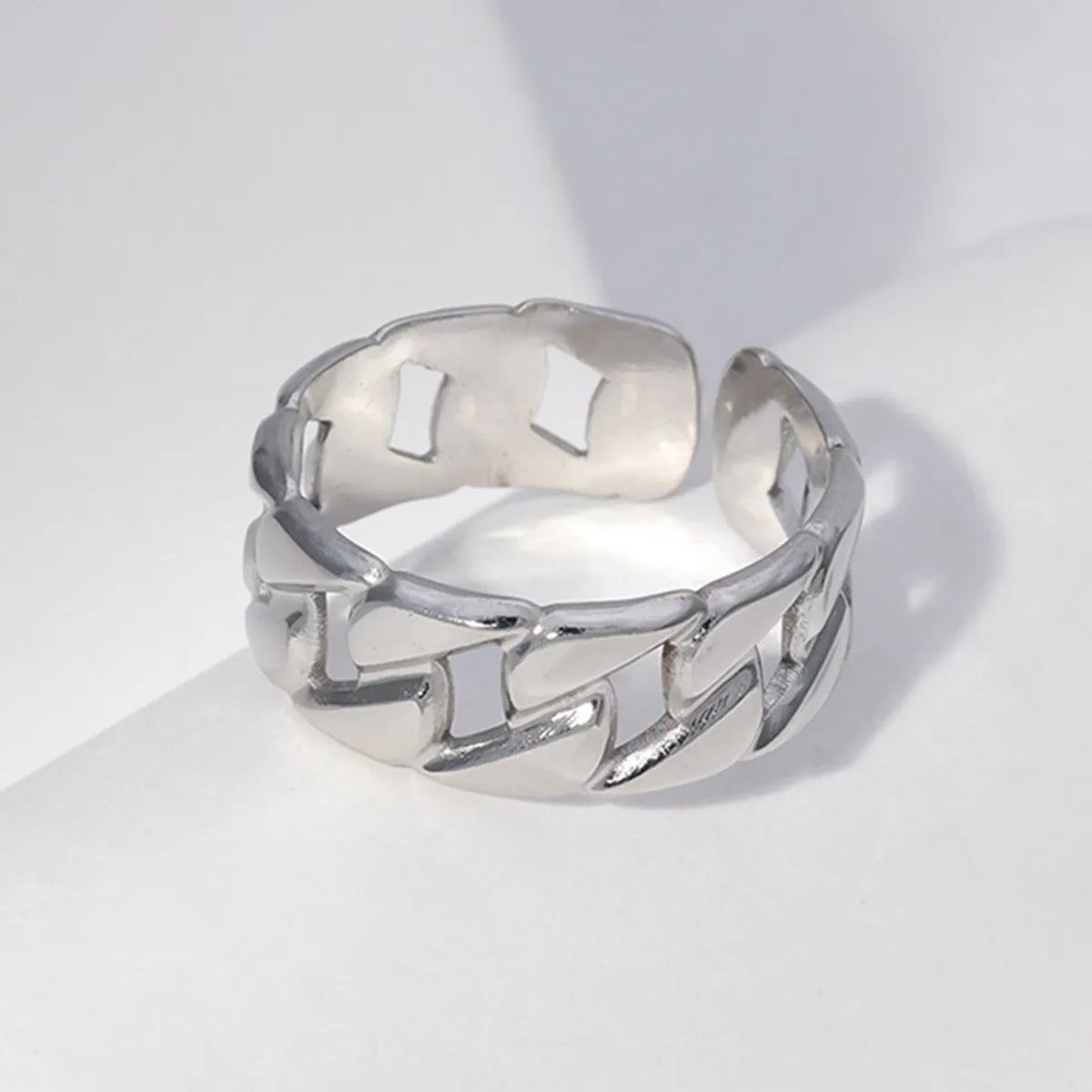 Hip-Hop Solid Color Stainless Steel Hollow Out Open Ring