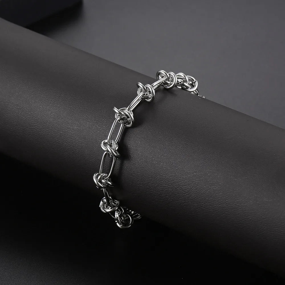 Hip-Hop Solid Color Stainless Steel Irregular Polishing Men'S Bracelets