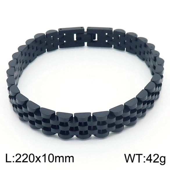 Hip-Hop Solid Color Stainless Steel 18K Gold Plated Men'S Bracelets